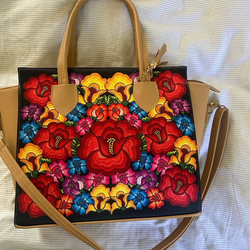 Mexican floral  Tote Bag *handmade *vintage